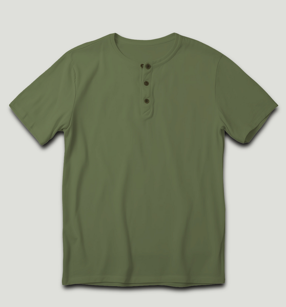 Short Sleeve Henley Green Shirt