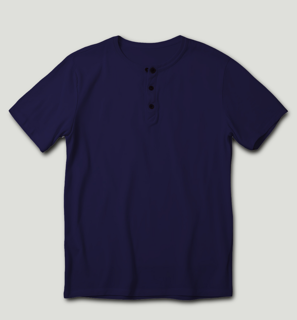 Short Sleeve Henley Blue Shirt