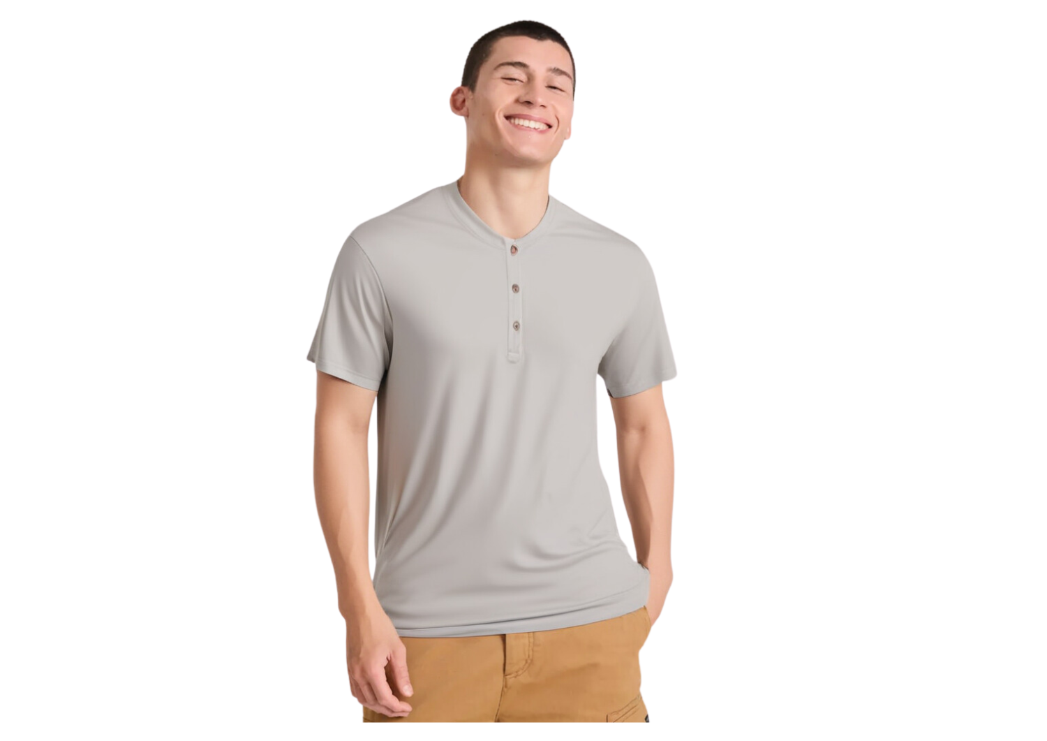 Short Sleeve Henley Gray Shirt