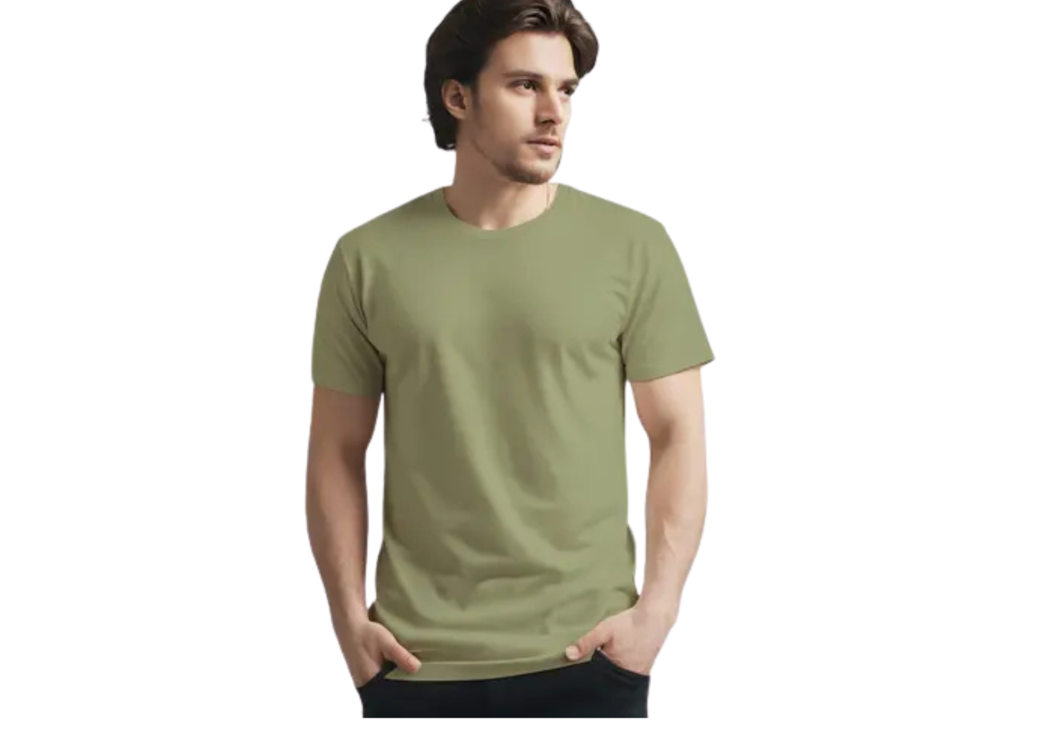 Crew Neck Green Short Sleeve T Shirt