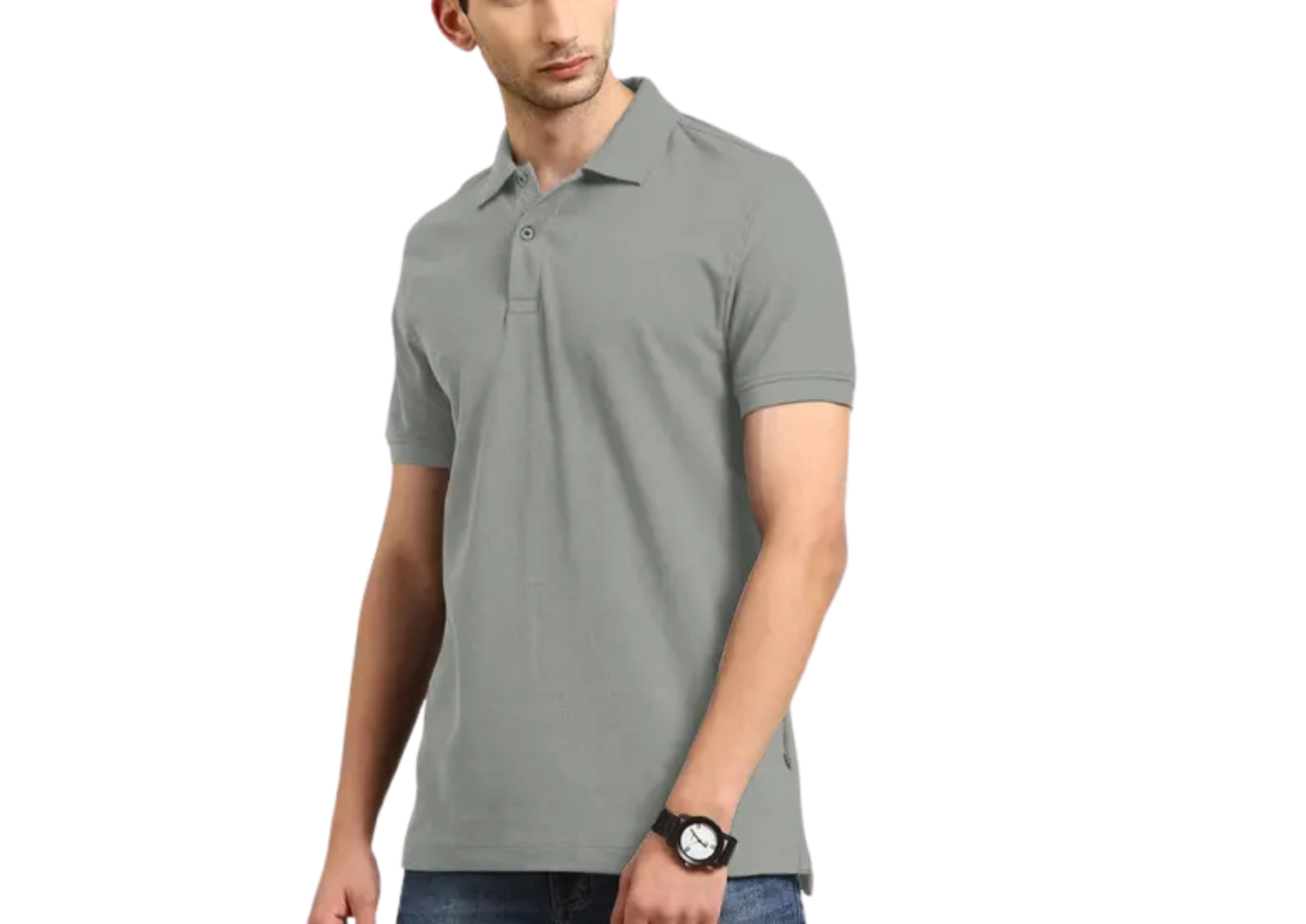 Short Sleeve Polo Sweater - Grey Polo