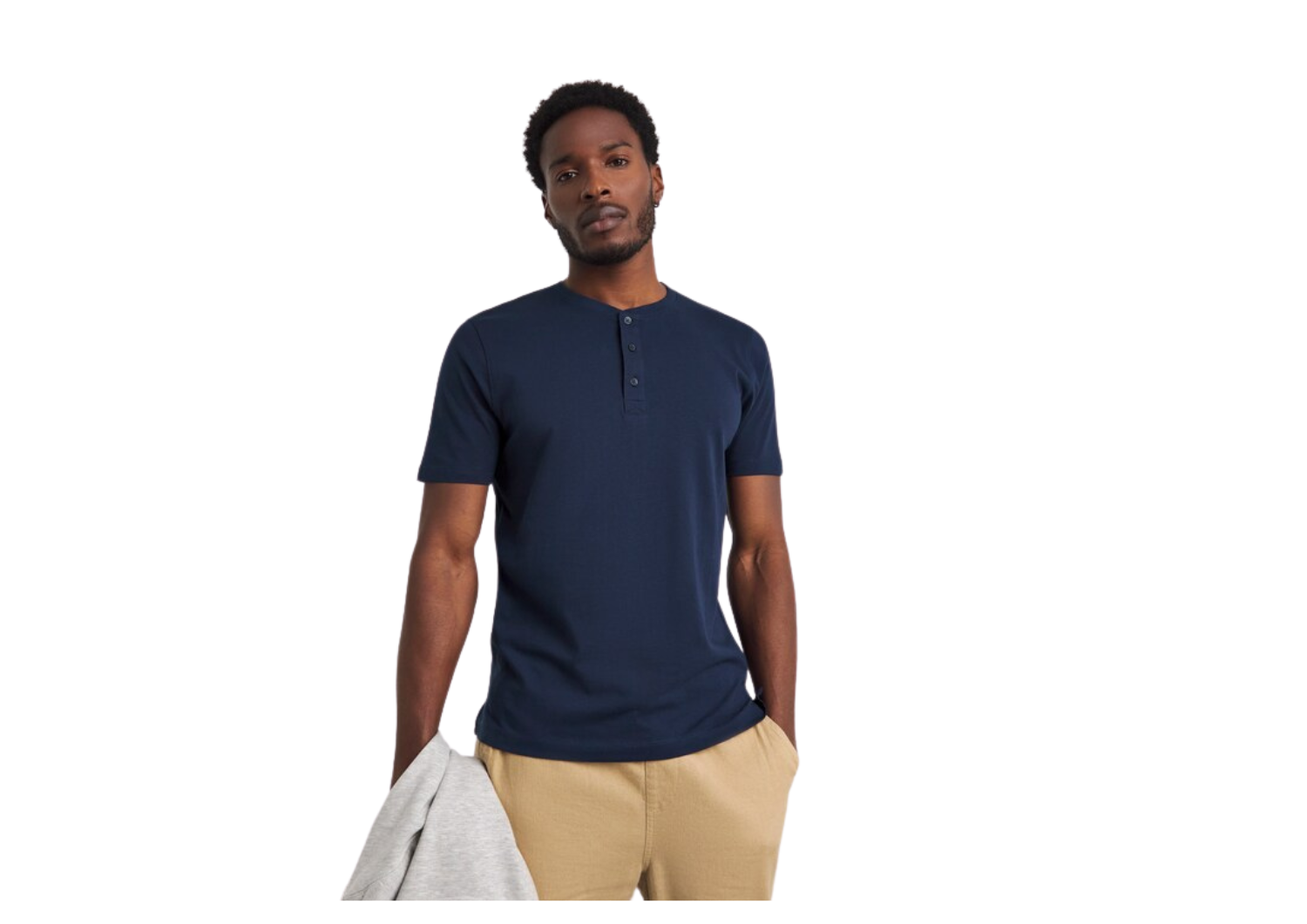 Short Sleeve Henley Blue Shirt