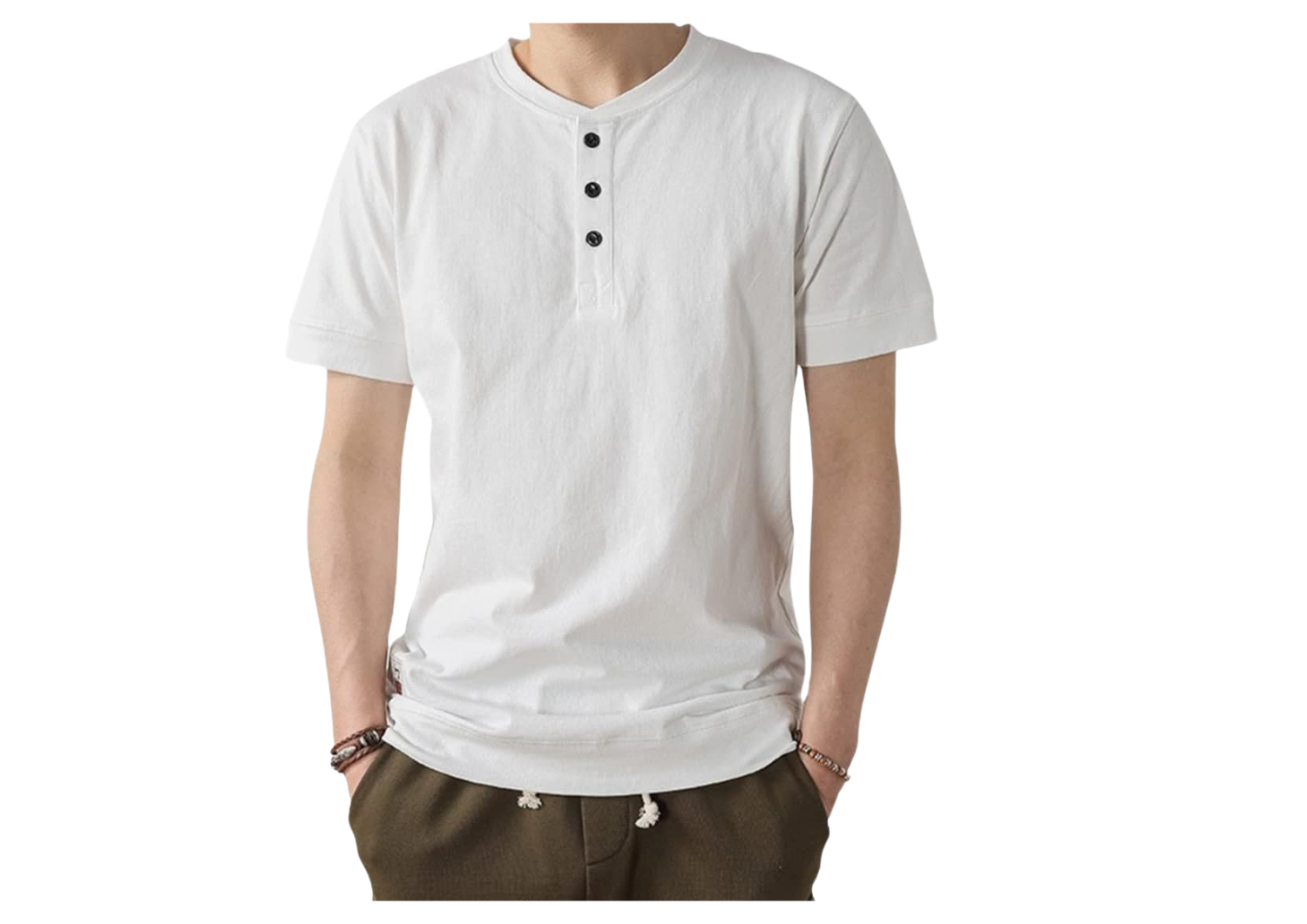 White Short Sleeve Henley Shirt - Fresh tees