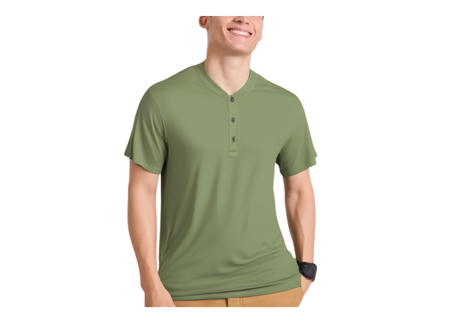 Short Sleeve Henley Green Shirt