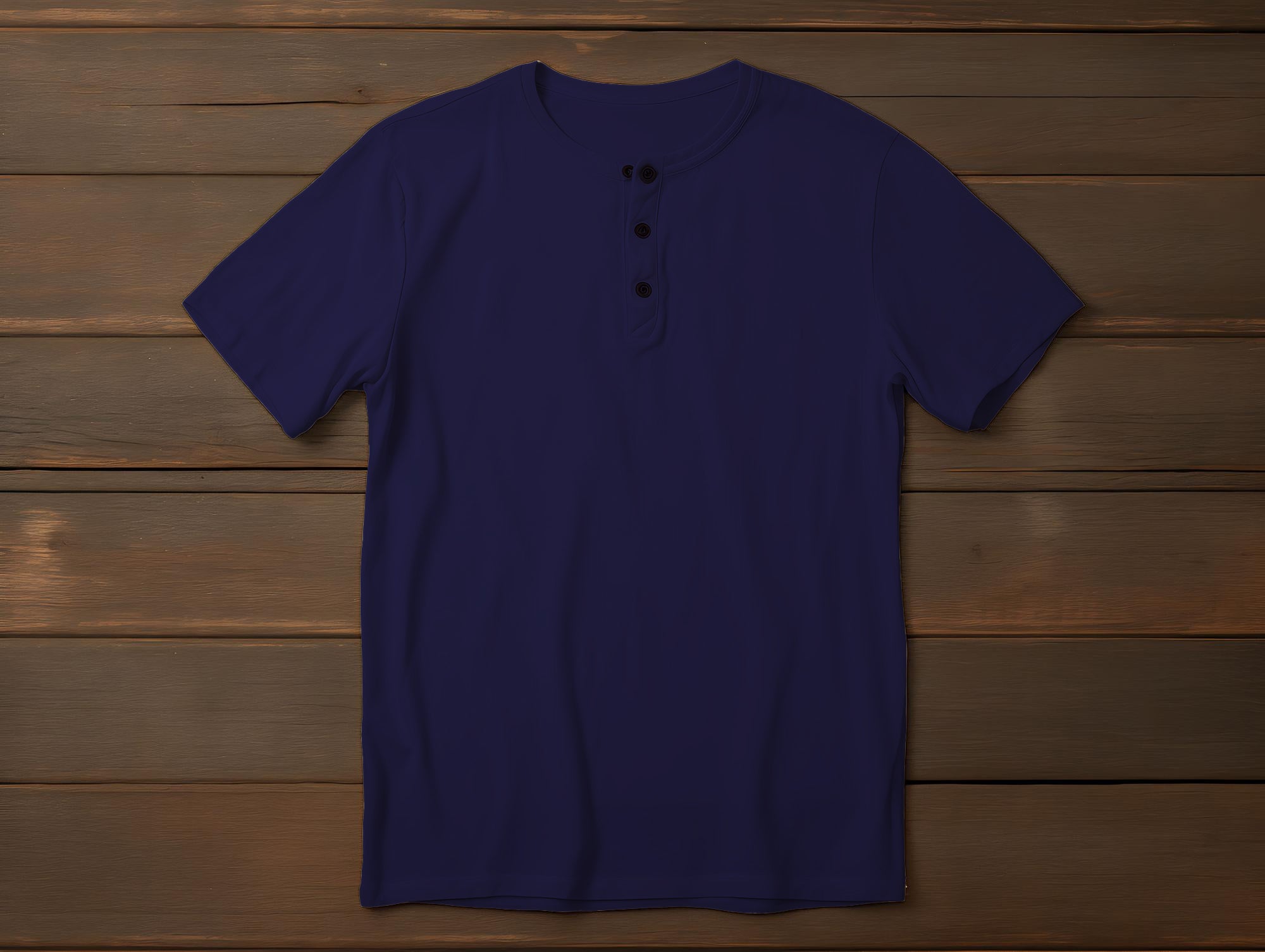 Short Sleeve Henley Blue Shirt