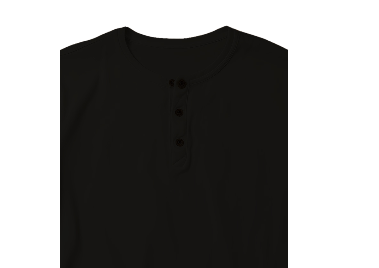 Short Sleeve Henley Black Shirt