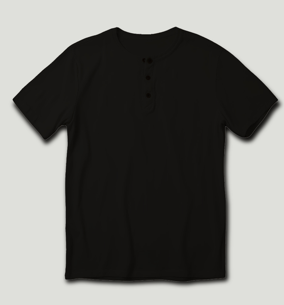 Short Sleeve Henley Black Shirt