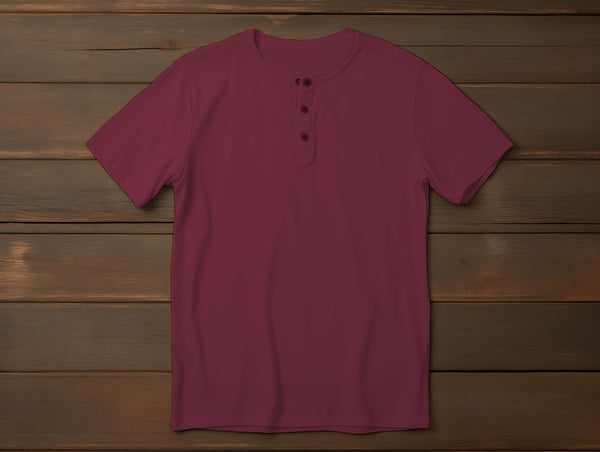 Short Sleeve Henley Red Shirt