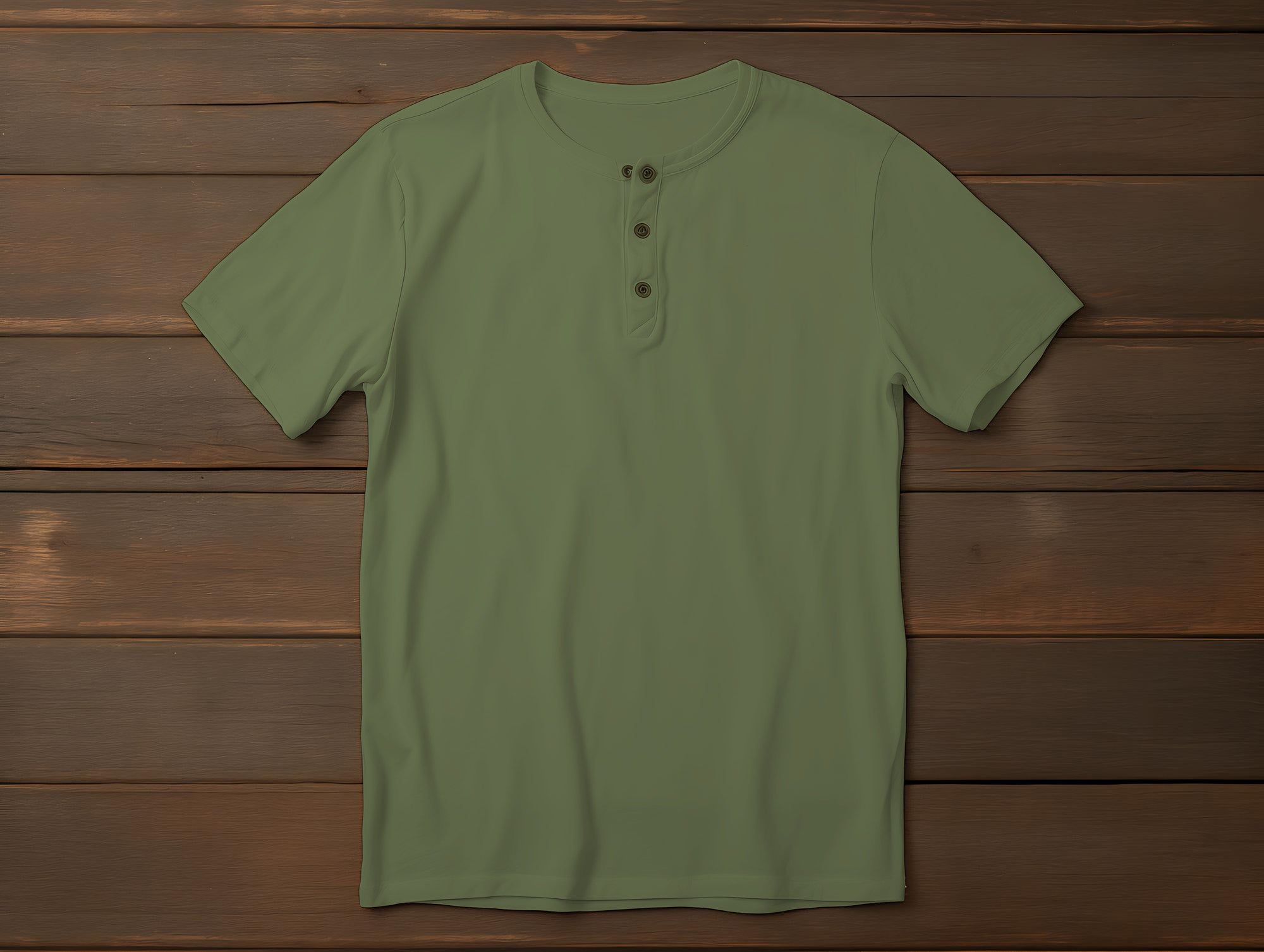 Short Sleeve Henley Green Shirt