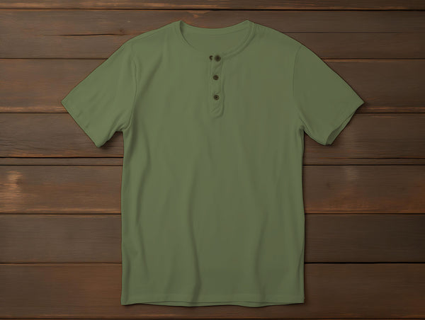 Short Sleeve Henley Green Shirt