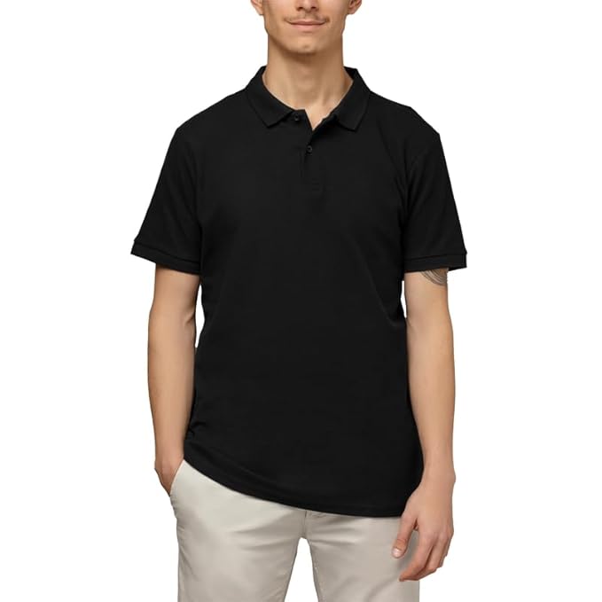 Black Short-Sleeve Sweater Polo - Black Polo