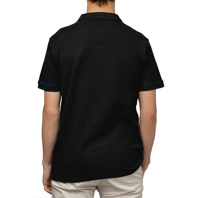 Black Short-Sleeve Sweater Polo - Black Polo