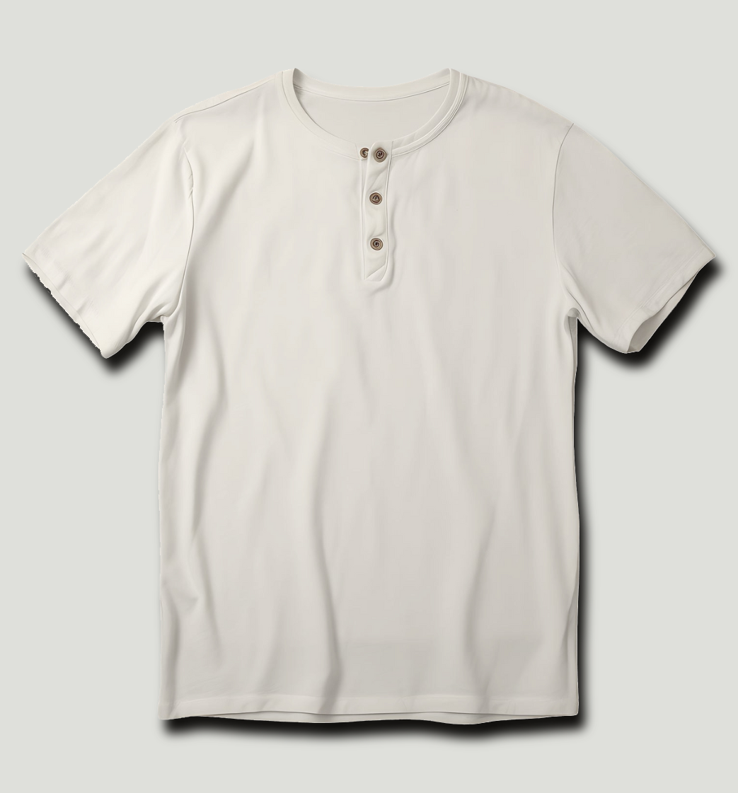 White Short Sleeve Henley Shirt - Fresh tees